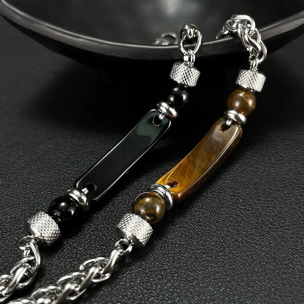 Stainless Steel Men Adjustable Hand Chain Stylish Twist Chain Bangle Fashion Bead Bracelet  Gift