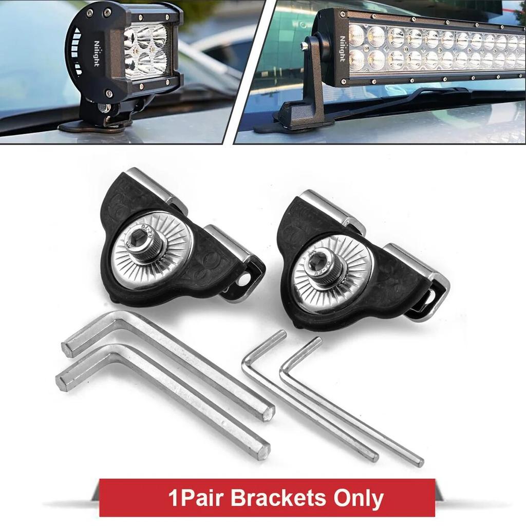1Pair Car Led Light Bracket Driving Headlamp Holder Universal Bullbar Tube Bar Engine Hood Roof Rack Luggage Bar Lamp Clamp