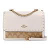 Klare Beschichtete Leinwand Mit Leder Schultertasche, Crossbody Tasche Klein Damen Weiß & Hell Khaki 90400-IMOT4