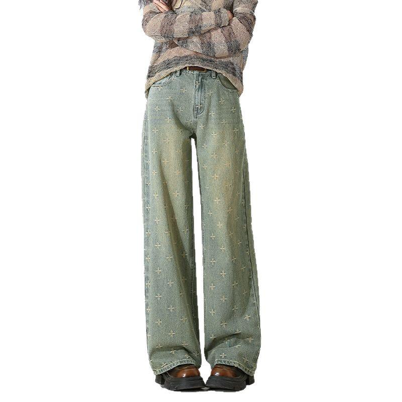 Women's High-Waisted Blue Retro Wide-Leg Jeans, Summer 2025 Collection, Slim Fit and Lightweight