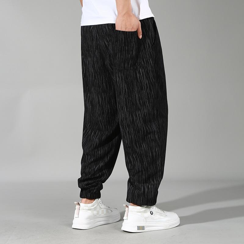 Men's Summer Fat Pants Large Size 12XL Ice Silk Men's Pants  Loose Straight Casual Pants Plus Fat To Increase Thin Feet