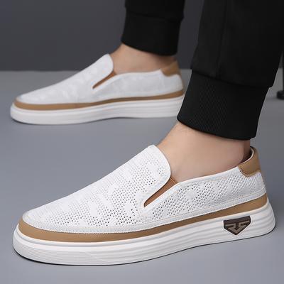 Fashion Versatile Slip On Walking Shoes Moccasins Casual Leather Men's Shoes Lightweight All-match Sneakers Hollow Out Designer Loafers