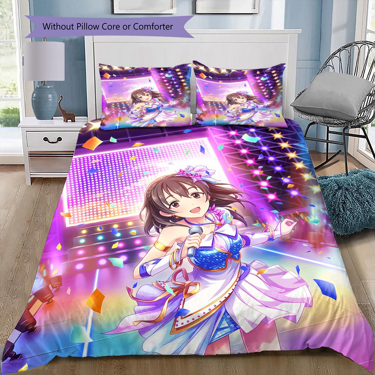 

Idolmaster Bedding Set, 1 Duvet Cover & 2 Pillowcases, Cozy Home Use, Great Gift for Idol Fans 135x200cm