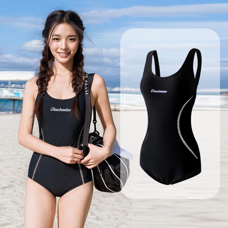 Women's Tummy-Slimming One-Piece Swimsuit: Sporty, Simple, Fashionable 2026 Model for Hot Springs & Pools