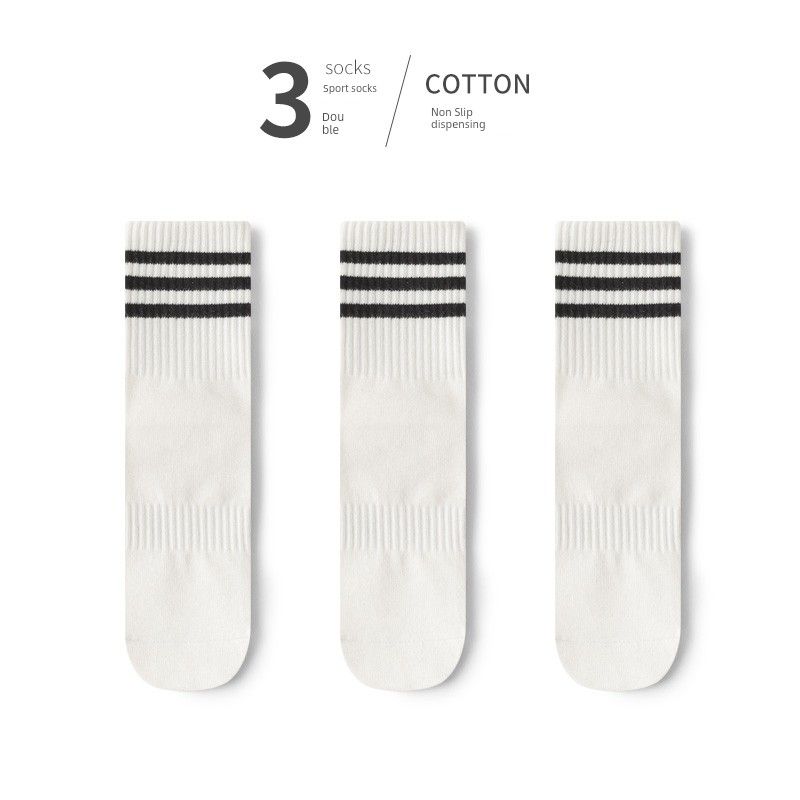 

Professional Yoga Socks Women s Non-Slip Autumn Dance Pilates Pure Cotton No Pilling Indoor Sports Fitness Tube Socks [3 pairs] Y06 White 3