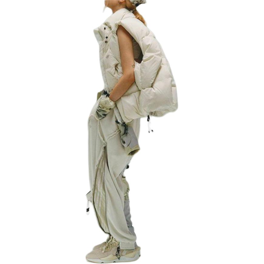 Adidas Originals X Hamcus Collaboration FW23 Solid Color Quilted Logo Drawstring Zipper Down Vest Unisex Vests White IU4839