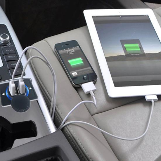 Duální USB zásuvka nabíječky do auta 3,1A Napájecí zásuvka Dvouportový rychlonabíjecí adaptér do auta s LED indikátorem 12V-24V Rychlonabíjecí stanice pro telefony tablety