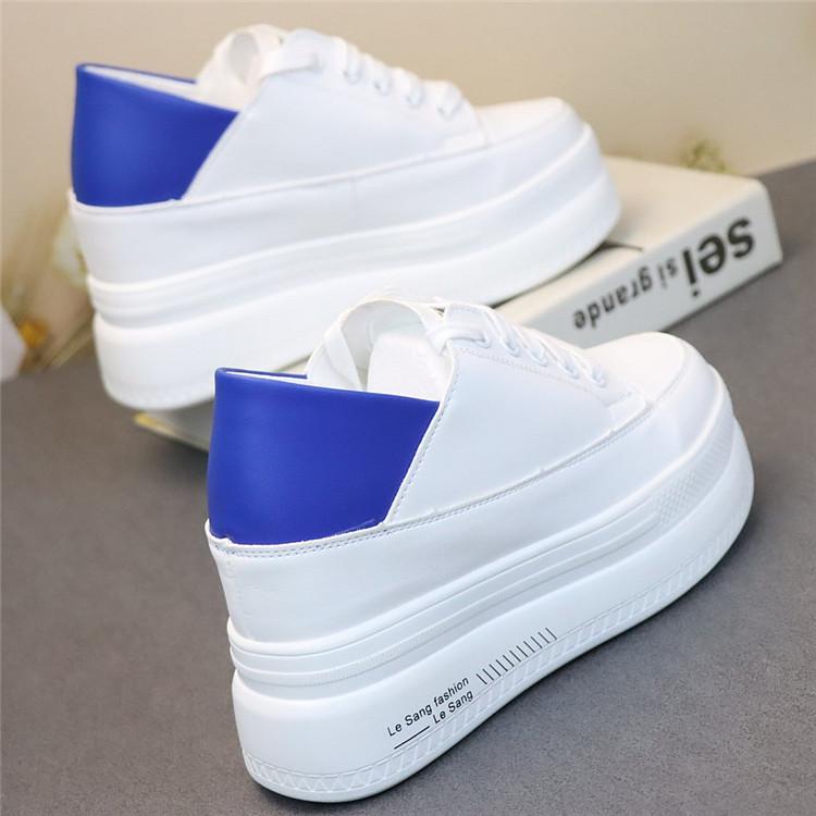 10CM Leather Microfiber Women Casual Shoes Platform Wedge Hidden Heel Summer Shoes Platform Chunky Sneakeers Fashion White
