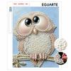 Relaxing DIY Pearl Painting Kit Framed with Cute Owl Design 5D Sparkling Bead Canvas Craft for Girls Bedroom Wall Art Decor Gift