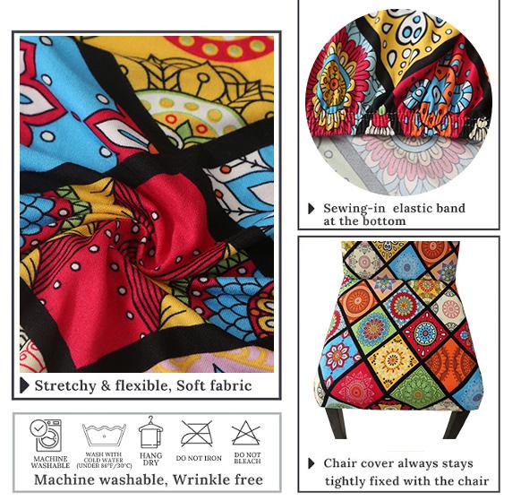 LANMOLIFEChair Cover Printed Dining Chair Covers Stretchable Washable Kitchen Chair Covers Suitable for Banquet Party Decoration