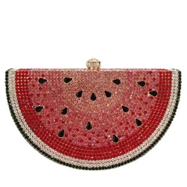 

Boutique De FGG Notelty Watermelon Slice Clutch Purses, Women Formal Evening Handbags, Rhinestone Purses and Handbags for Party Small Size