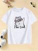 I Am Cool Cat Graphic Kids Tshirts Summer Short Sleeve Tees Cartoon Boys Girls Clothes Kawaii Kitten Tops Y2K Tshirt