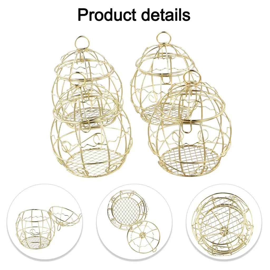 Hanging Bird Feeder Metal Bird Feeder Party Decoration Decorative Garden Feeder Easy Refilling Design Gold-plated Finish