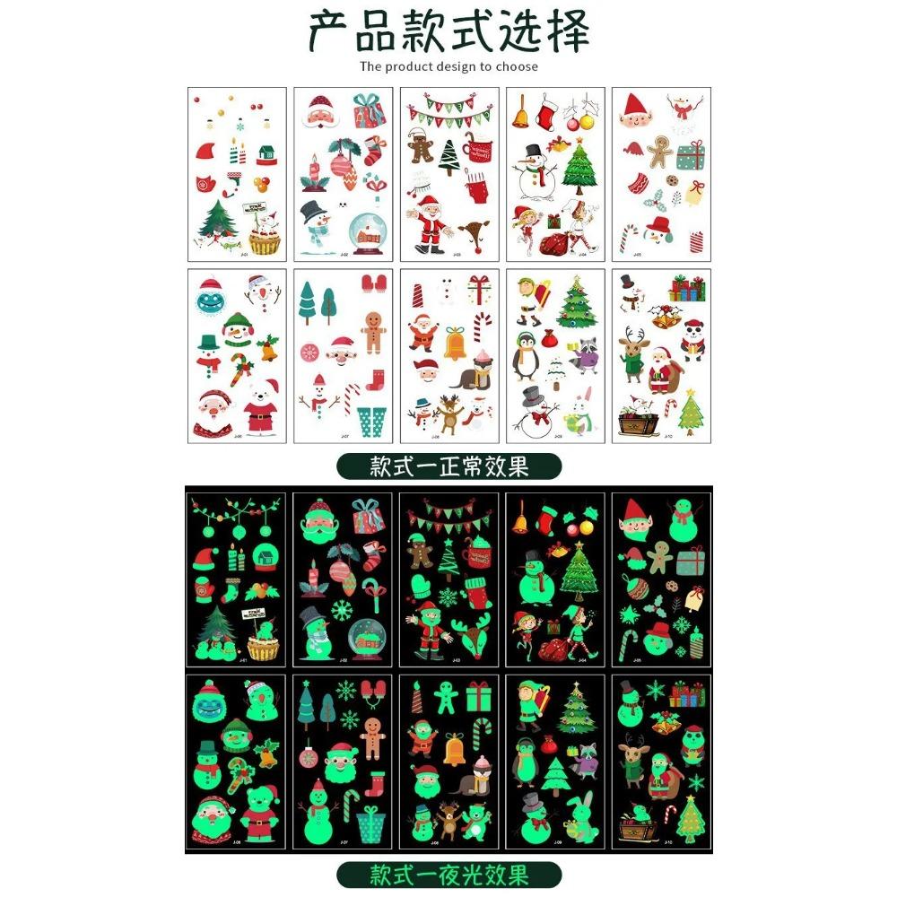 5/10Sheets Luminous Tattoo Anime Stickers Toy Children Body Art Temporary Fake Tattoos Waterproof Cartoon Unicorn Animal Mermaid