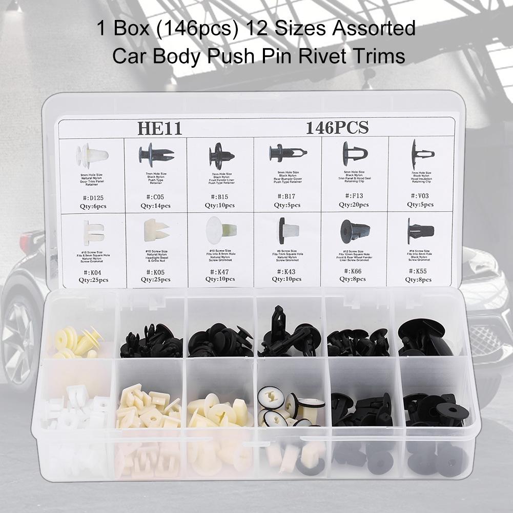 

146pcs 12 Sizes Car Door Bumper Push Pin Rivet Trim Clip Panel Push Retainer for Toyota