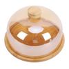 11 Inch Wood Cake Stand with Glass Dome Lid Covered Round Serving Platter Tray for Fruit Pies Cheese Deserts Appetizers