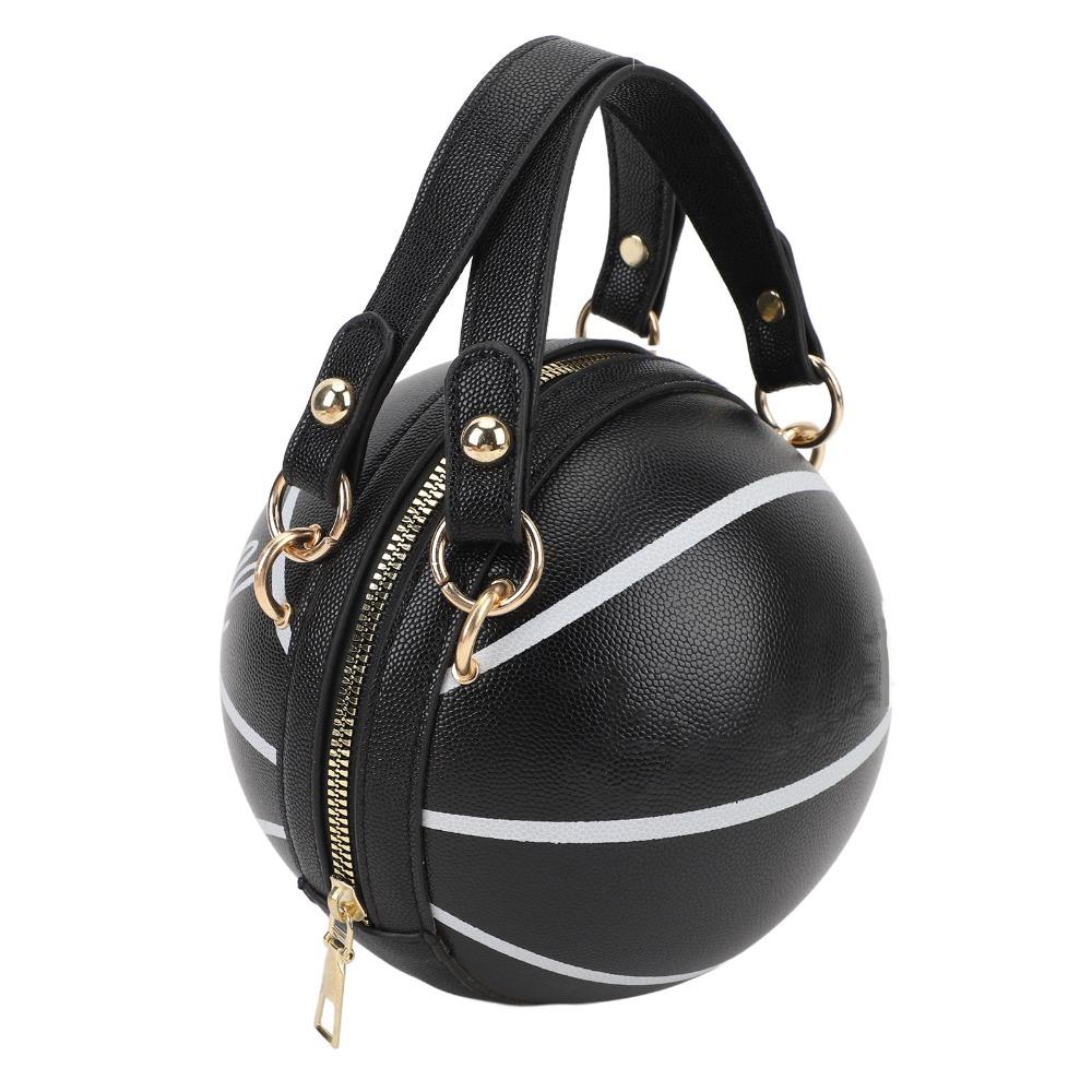 Borsa da Basket Durevole in Pelle PU con Cerniera Molteplici Opzioni di Indosso Borsa a Mano a Forma di Pallacanestro Borsa a Mano Rotonda Shopping