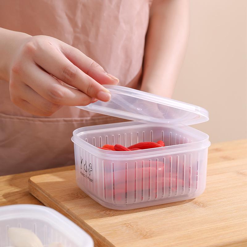 Transparent PP Kitchen Storage Box for Onions, Ginger, and Garlic - Fresh-Keeping Plastic Container for Fruits & Vegetables