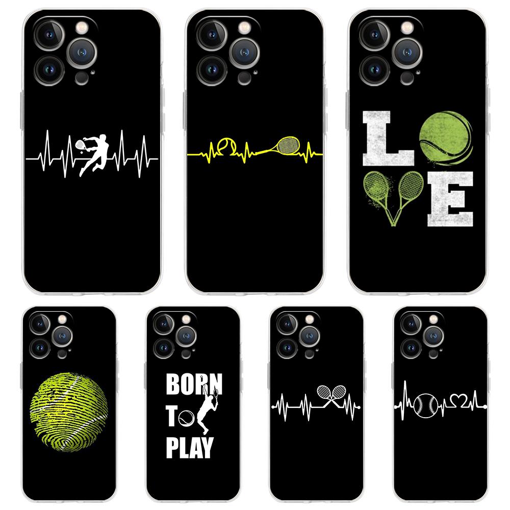 For iPhone 15 16 14 13 12 mini 11 Pro Max XS X XR SE 7 8 Plus Silicone Clear Cover Tennis Ball Sport Phone Case
