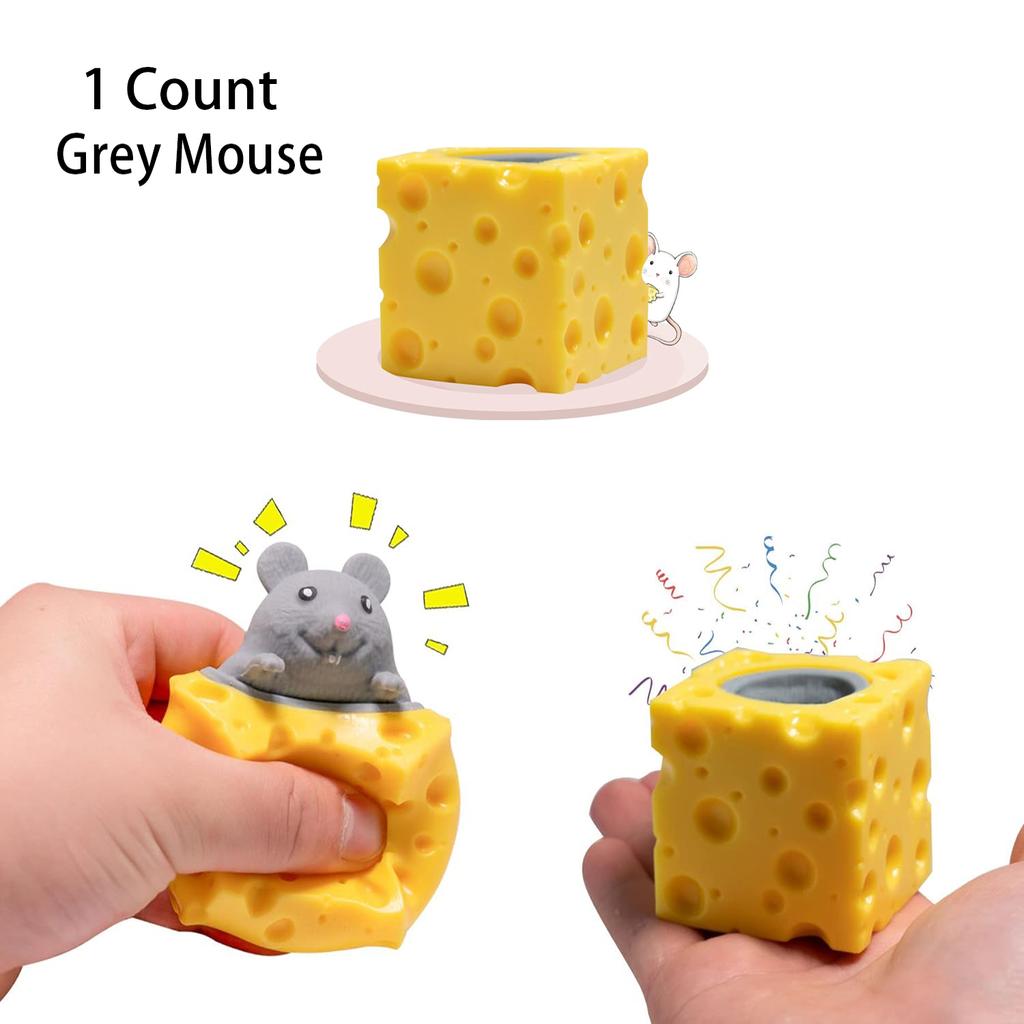 Pop Up Funny Mouse And Cheese Block Squeeze Anti Stress Toy Hide And Seek Figures Stress Relief Fidget Toys For Kids Adults
