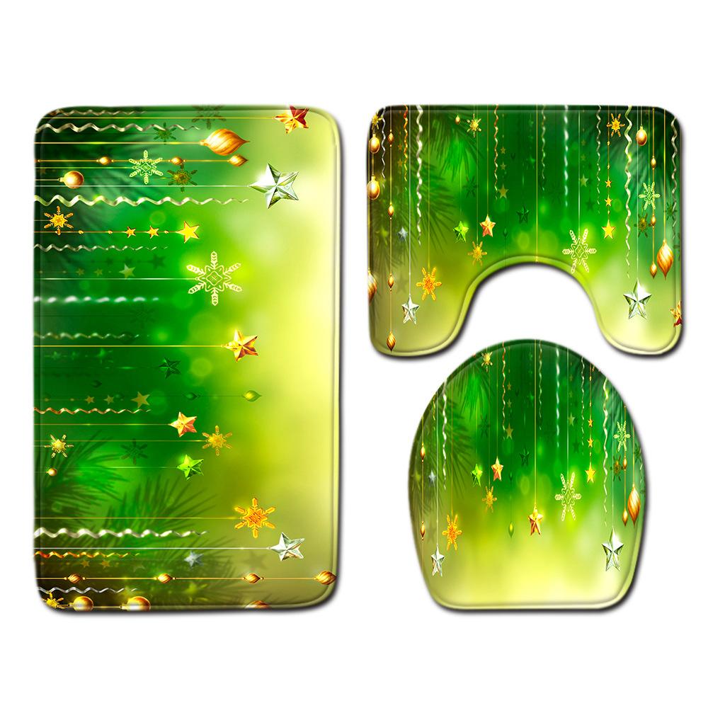 Christmas Bathroom Floor Mat Toilet Three-Piece Set