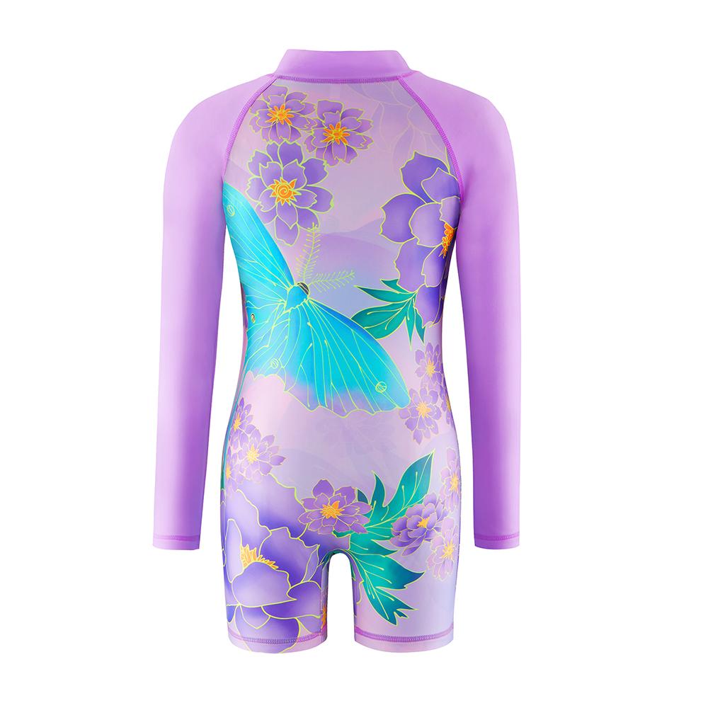 KIds Girls One-Piece Swimsuit Children's Outfits Girls Long-Sleeved Summer Swimwear Beach Rash Guard Shorts Swimming Suit 3-12Y