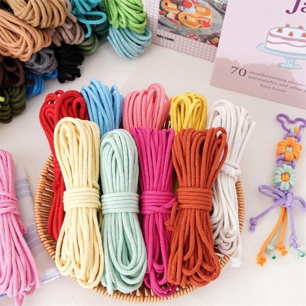 High Quality 10Meters/Lot Braided Cotton Cord Colorful DIY Braided Rope 4mm Woven String Home Textile