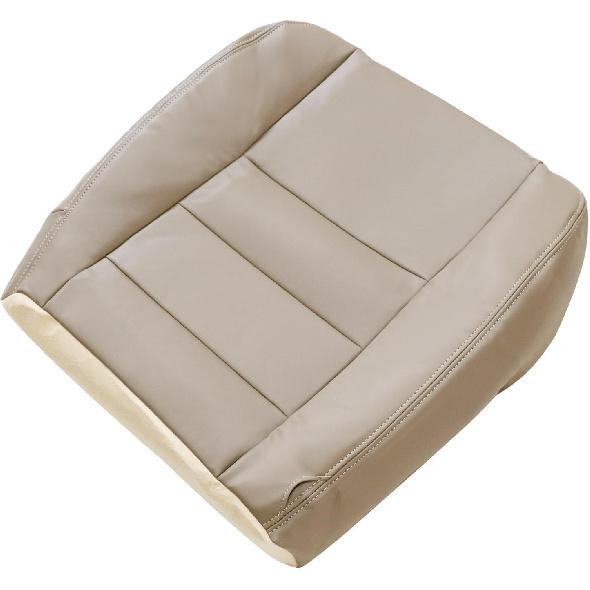 NLQR Front Driver Side Bottom Replacement Microfiber Leather Seat Cover Tan Compatible with Ford F250 F350 F450 F550 Lariat 2002 2003 2004 2005 2006