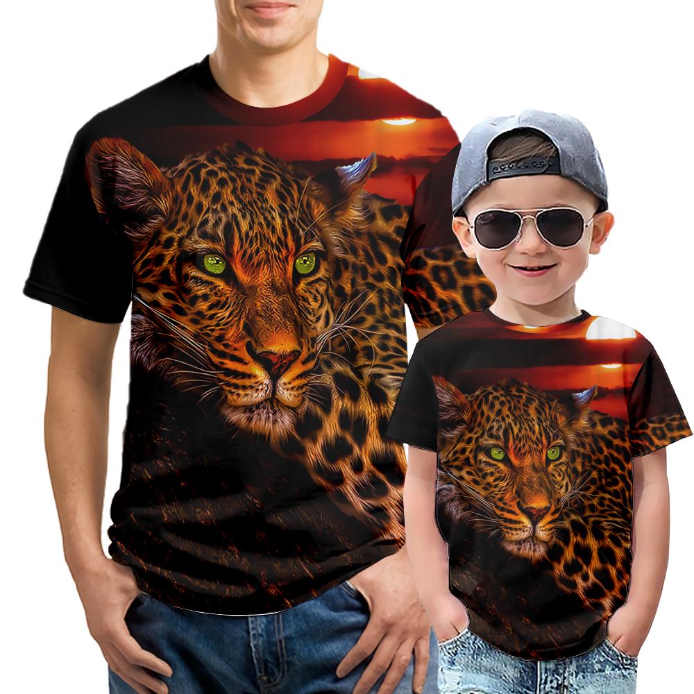 Leopard Men's Shirts Short Sleeve Shirt Unisex Youth Apparel