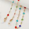 1pc Retro Colorful Rhinestone Glasses Chain for Women - Fashionable Eyewear Retainer, Copper Material, Vintage Style Accessory