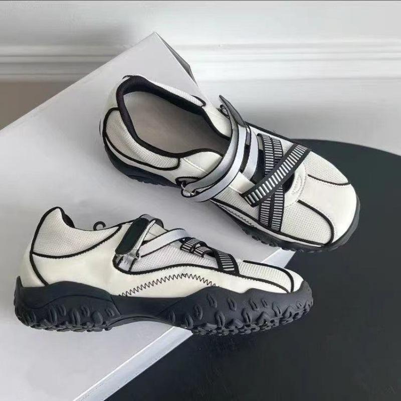 

Кроссовки в балетном стиле женские весенне-летние новые на толстой подошве ретро студенческие дышащие сетчатые повседневные туфли 40 белый