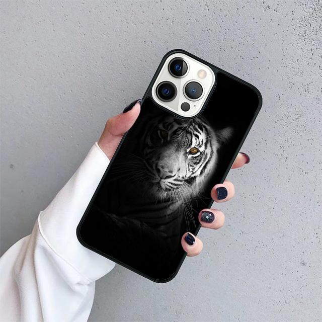 Animal White Tiger Pattern Phone Case Cover For iPhone 17 Air 15 16 14 13 12 Pro Max 11 Pro Max Plus Coque Shell