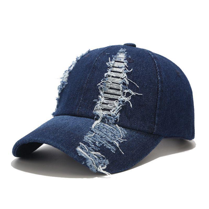 Men's Spring/Summer Ripped Denim Baseball Cap - European & American Fashion Duckbill Sun Hat