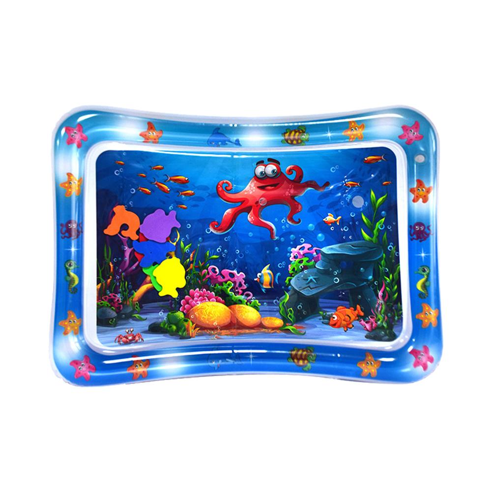 Inflatable Baby Water Mat PVC Marine Animal Water Mat Double Edge Animal Water Mat Foldable for Infants Toddlers for Activity