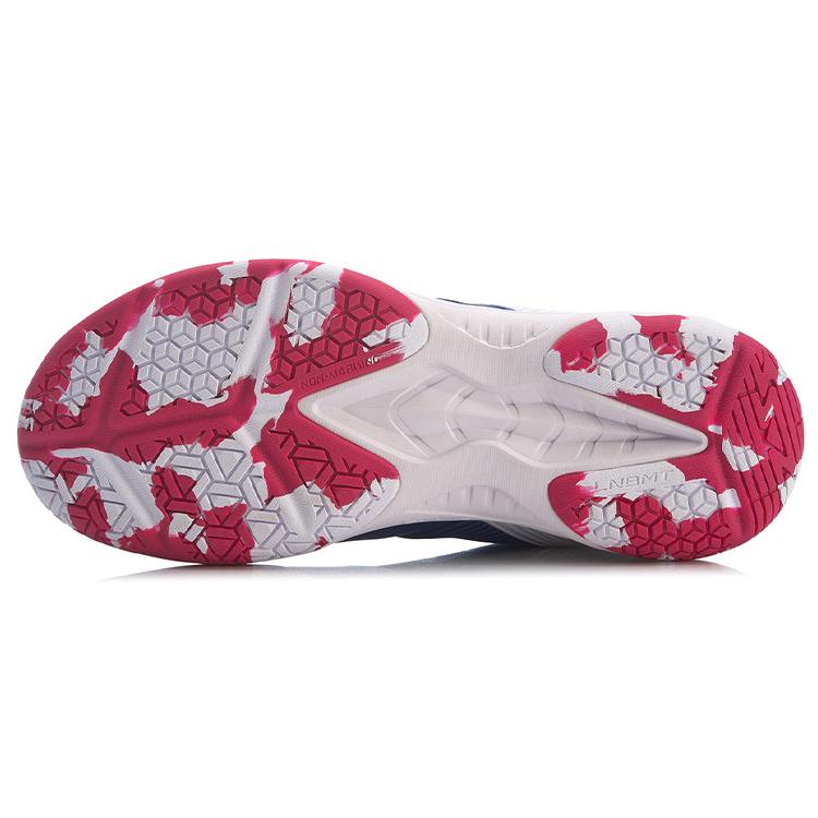 New LINING Sound Waves Badminton Shoes Women's Low Top Blue/Red/White AYTR008-2