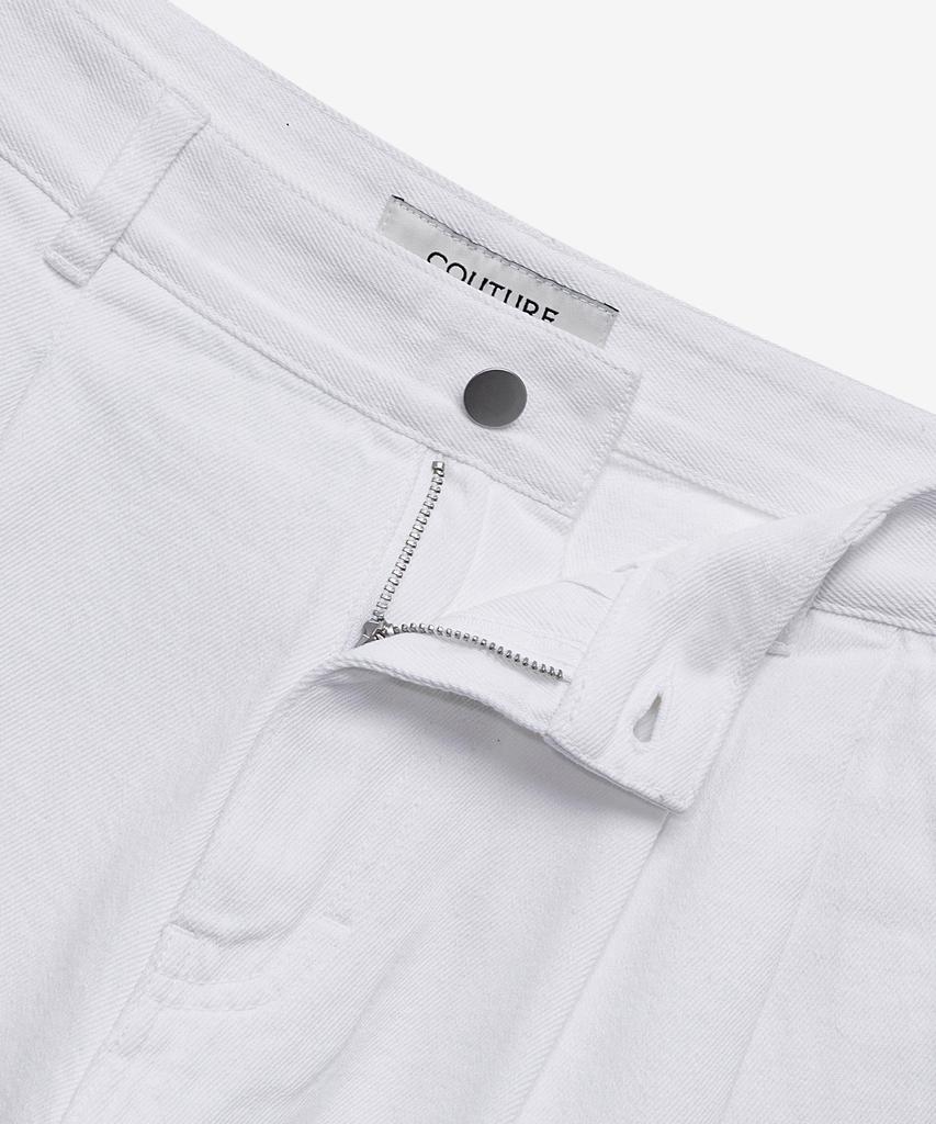 MINDBRIDGE [Couture] 9oz Doppelfalten Weiße Jeans-Halbhosen