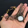 Rainbow Moonstone Necklace Gemstone Jewelry, 999 Copper Wire Wrapped Necklace, Adjustable Handmade Beautiful Jewelry Chain Necklace