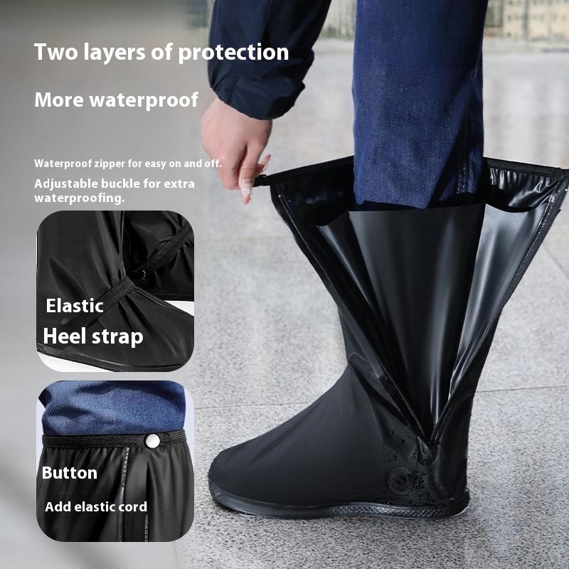 1Pair Rain Boot Shoe Cover Black Waterproof Reflective High Top Reusable Motorcycle Cycling Bike Clear Wear Shoes Dust Covers