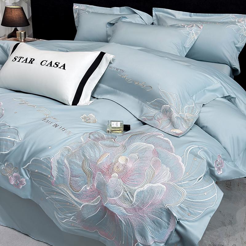 Svetanya 100s Egyptian Cotton Bedding Set embroidery Bed Linens Sheet Pillowcase Duvet Cover Set Underwear