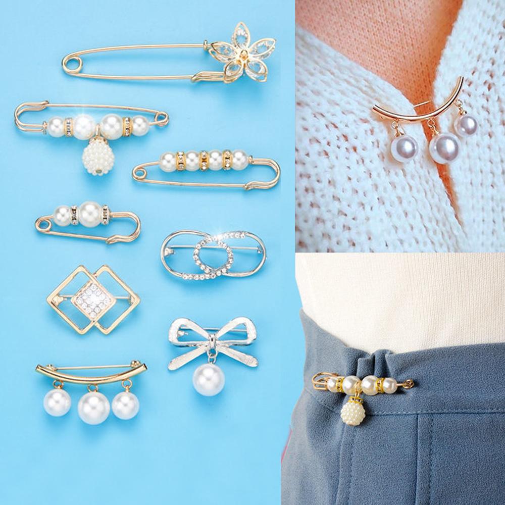Fashion Imitation Pearl Pendant Brooches Anti-Light Exposed Clothing Safety Pin For Women Sweater Cardigan Decor
