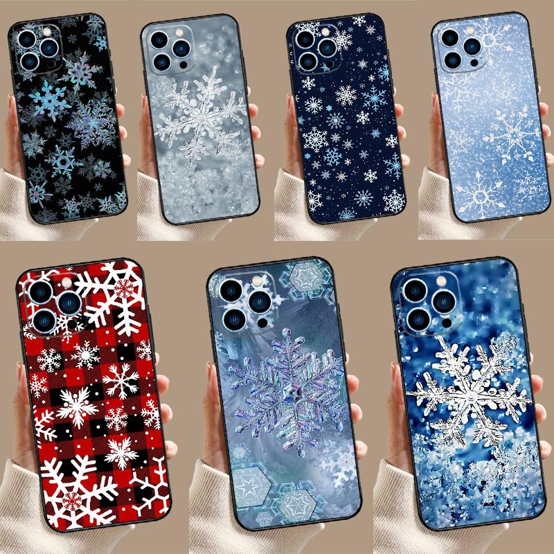 Snow Snowflake Winter Case For iPhone 17 Pro Max 16 15 14 12 11 13 Pro Max Plus 12 13 Mini 16e 17 Air Back Cover