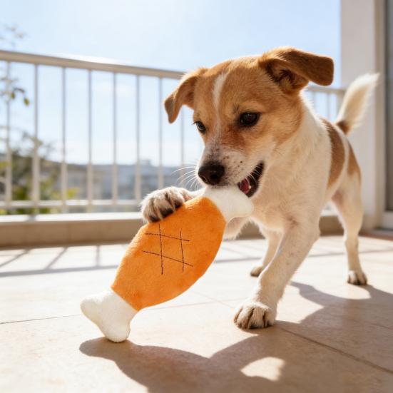 Plüsch Hähnchenschenkel Hundespielzeug Bein Plüschtier Universell Quietschendes Küken Welpe Katze Zahnungs-Interaktives Kauspielzeug