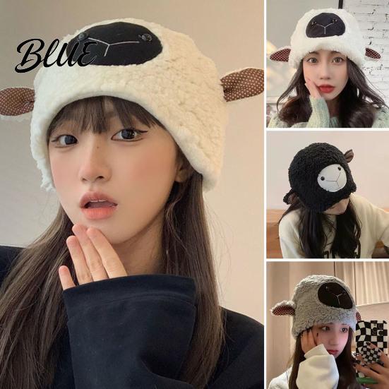 Women Hat Plush Hats Autumn Stretchy Keep Cozy Thickened Cute Fuzzy Warm Soft Winter Sheep