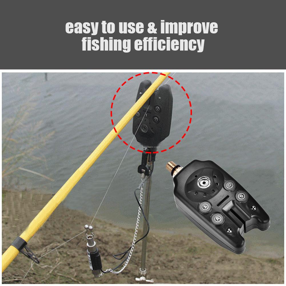 LED Fishing Electronic Fish Bite Alarm Finder Sound Alert Indicator Light Stick (Black)