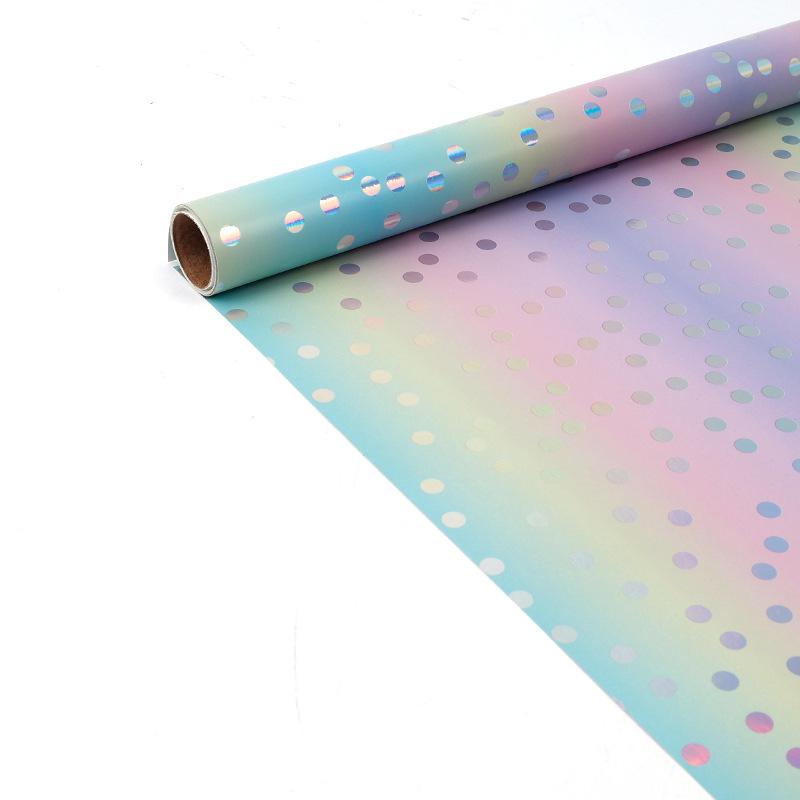 300x43cm Farbverlauf Geschenkpapier Schimmernd Regenbogenpunkte Blumenstrauß Verpackung Geburtstagsparty Dekoration Papier