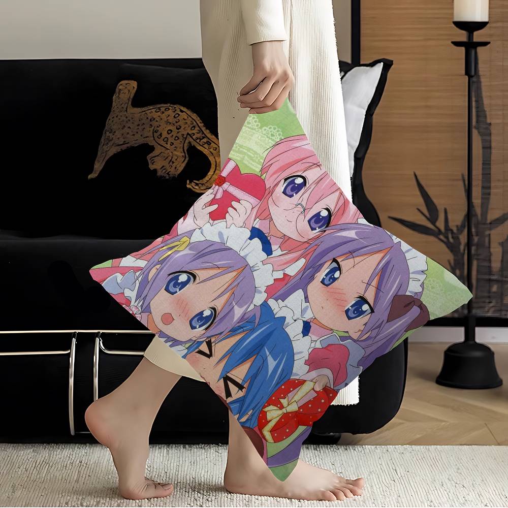 Cartoon L-Lucky S-Star ANIME Cushion Cover Inches Farmhouse Decor Home Throw Pillow Covers For Couch Decorations