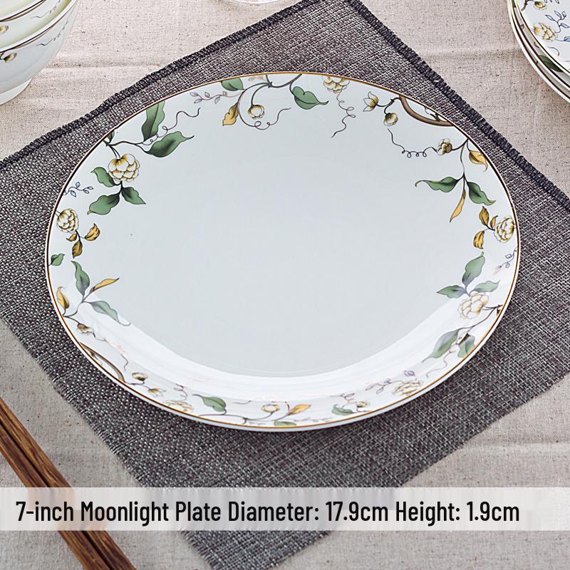 7-Inch Round Bone China Porcelain Plate - Chinese Style Tableware
