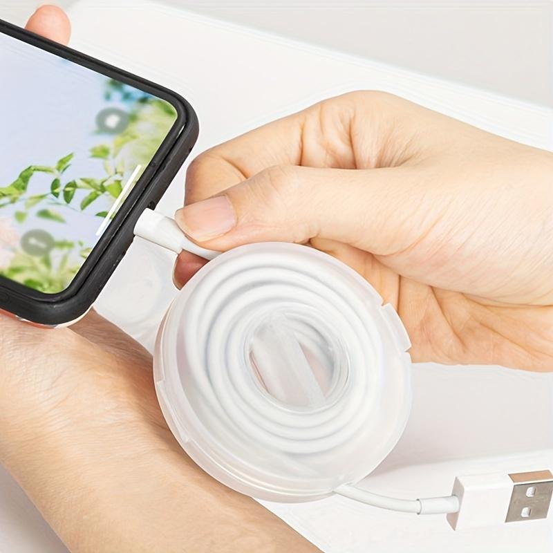 1pc Portable Charger Cord Holder Round Storage Cable Winder Retractable Cable Management Flexible USB Wire Cord Reel