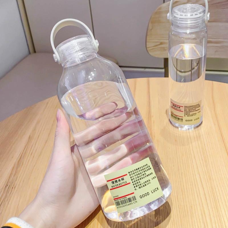 Portable Transparent Kawaii Water Bottle Sports Water Cup Plastic Handy Cup Outdoor Travel Office Essential Water Bottle Cup