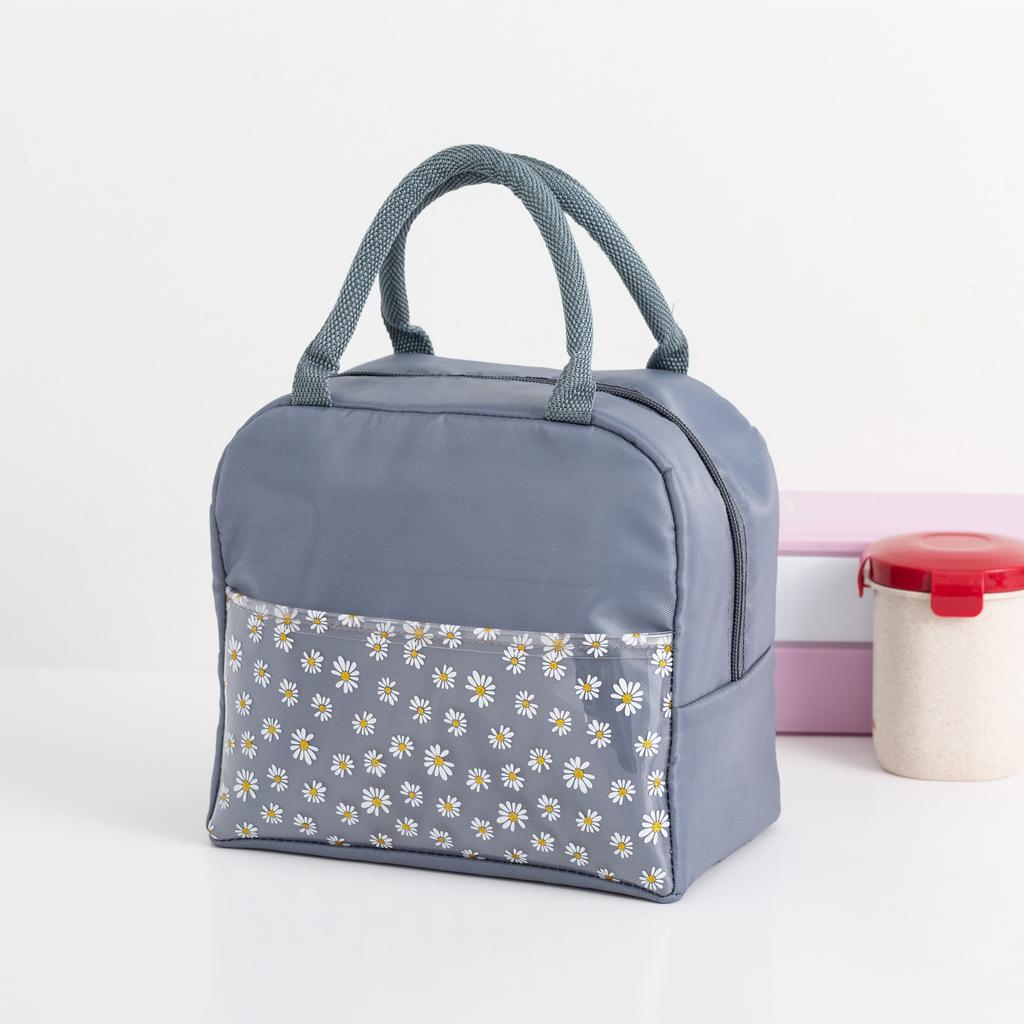 Genți de prânz cu margarete din pânză Oxford de mare capacitate, izolație termică portabilă pentru alimente Bento pentru picnic, geanta de călătorie, geantă de tote, genți de mână